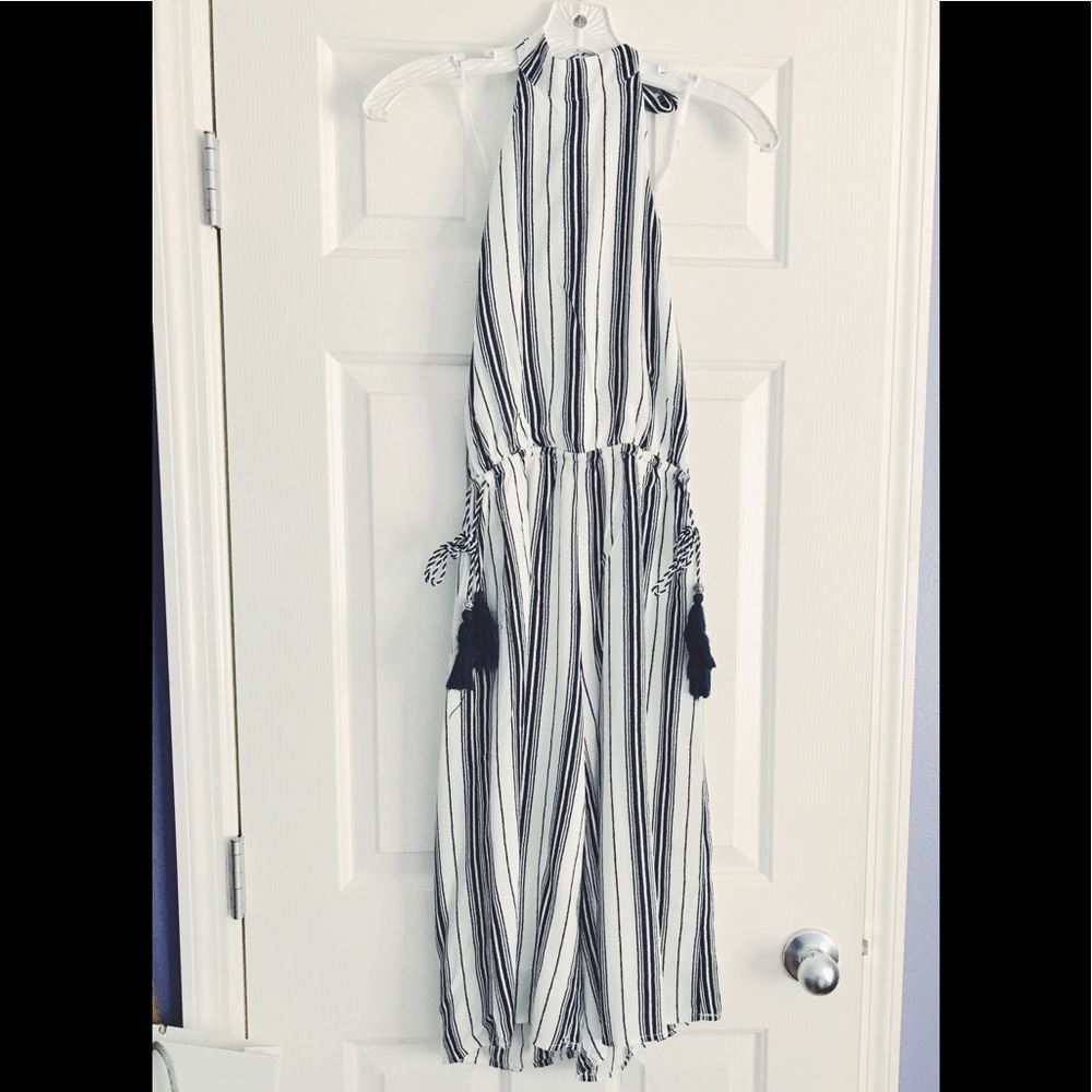 Lulus | Navy Blue & White Striped Midi Jumpsuit - Picture 7 of 7